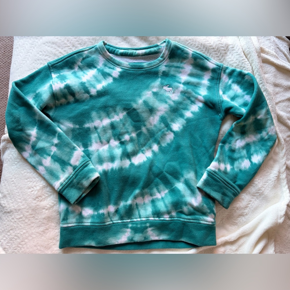 Abercrombie Kids Tie-Dye Sweatshirt Teal White Size 10 - Picture 2 of 4
